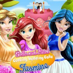 Belle and Ariel Cooking Wedding Cake for Jasmine